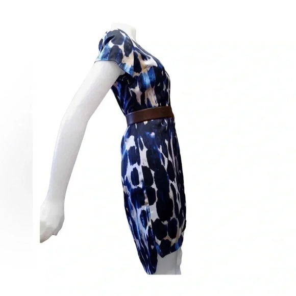 Michael Kors Silky Lined Blue White Watercolor Hi Lo Shirt Dress  4 - Picture 6 of 10